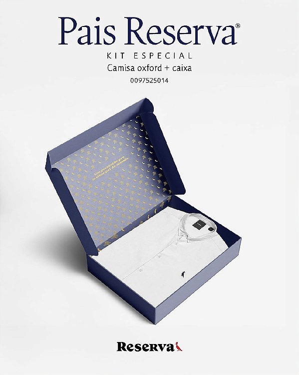 KIT RESERVA CAMISA OXFORD BRANCA  EDIÇÃO ESPECIAL DIA DOS PAIS