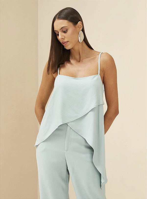 BLUSA FORUM ASSIMÉTRICA VERDE AGAVE