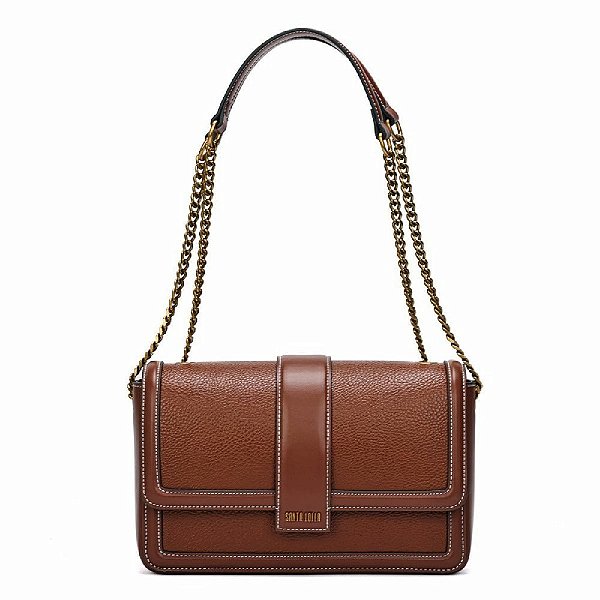 BOLSA SANTA LOLLA FLOATER MARROM ALÇA OMBRO CORRENTE