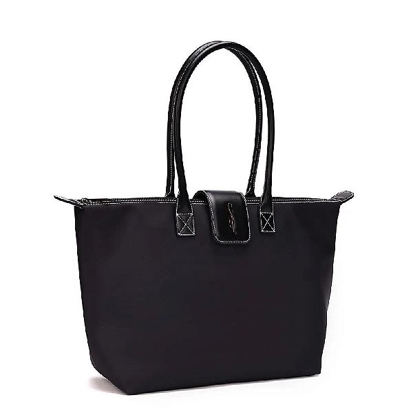 BOLSA SANTA LOLLA SHOPPER NYLON PRETA ALÇA OMBRO