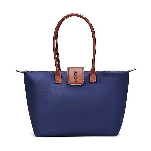 BOLSA SANTA LOLLA  SHOPPER NYLON AZUL NAVY ALÇA OMBRO