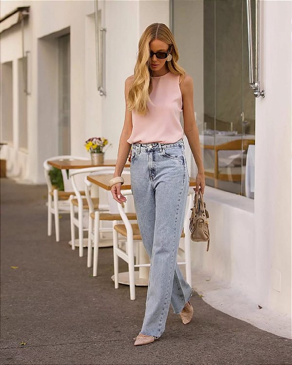 CALÇA JEANS KARMANI STRAIGHT BARRA A FIO MIRELA