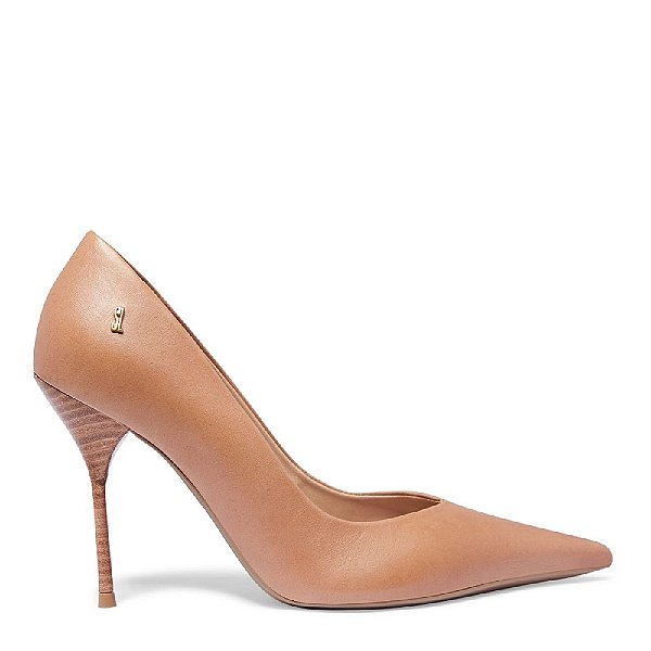 SCARPIN SANTA LOLLA ONE COURO BEGE AMÊDOA SALTO ALTO