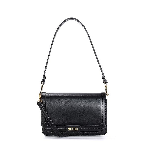 BOLSA SANTA LOLLA PEQUENA SOFT PRETA COM ALÇA DUPLA