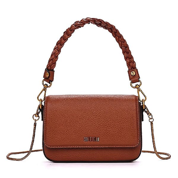 BOLSA SANTA LOLLA BAGUETE FLOATER ALÇA TRANÇA MARROM