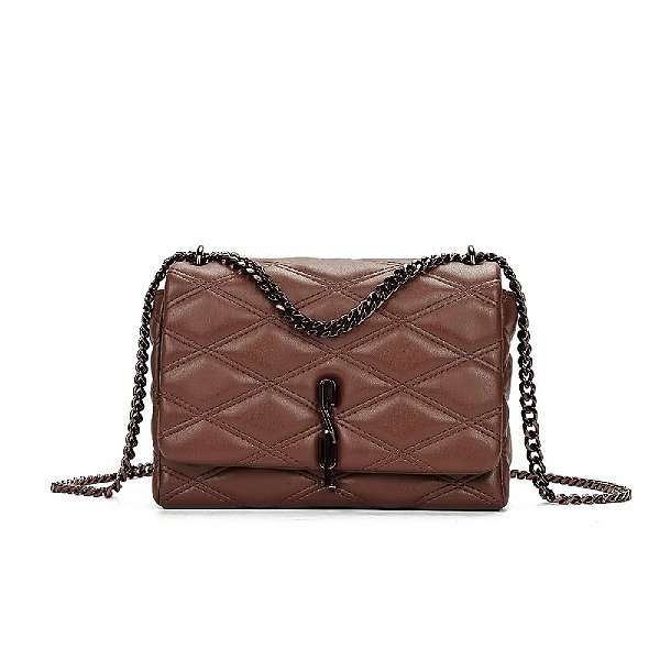 BOLSA SANTA LOLLA SOFT MARROM ALÇA CORRENTE TRANSVERSAL
