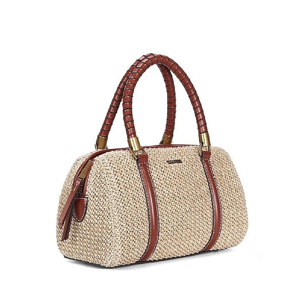 BOLSA BAÚ SANTA LOLLA TRAMADO MARROM TRANSVERSAL