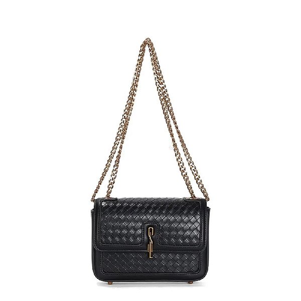BOLSA SANTA LOLLA SOFT PRETA ALÇA CORRENTE DE OMBRO