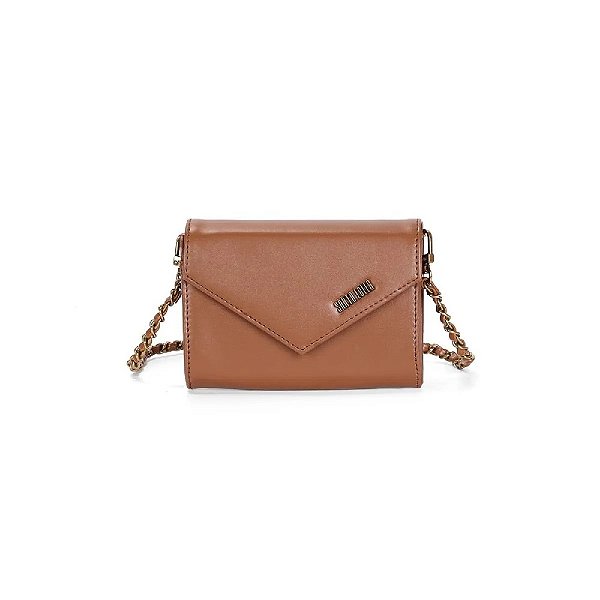 BOLSA CARTEIRA SANTA LOLLA SOFT ALÇA CORRENTE TRANSVERSAL MARROM