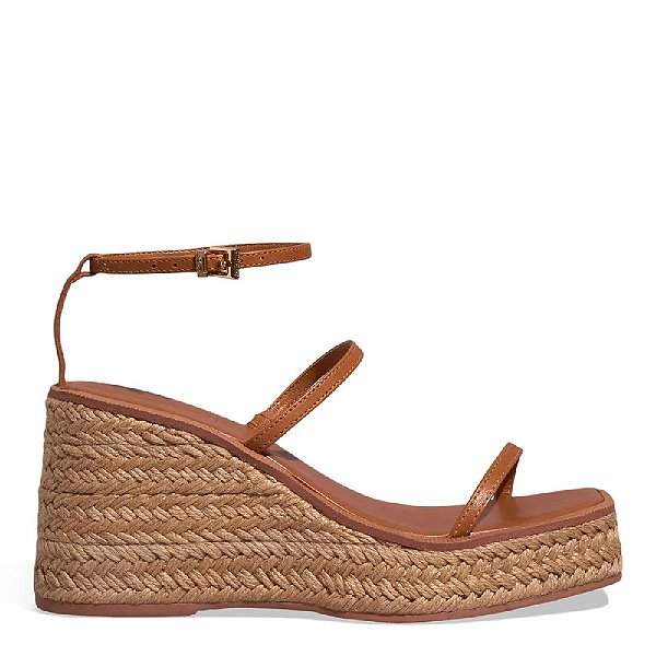 SANDÁLIA SANTA LOLLA ESPADRILLE ANABELA COURO CARAMELO