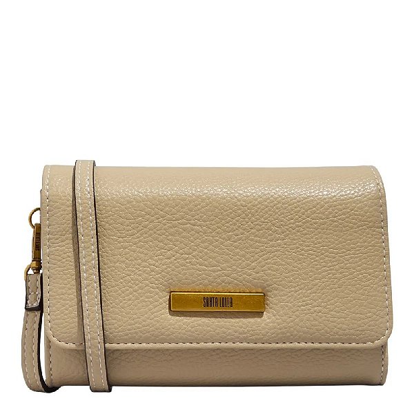 BOLSA CARTEIRA SANTA LOLLA FLOATER TEXTURIZADA BEGE TRANSVERSAL