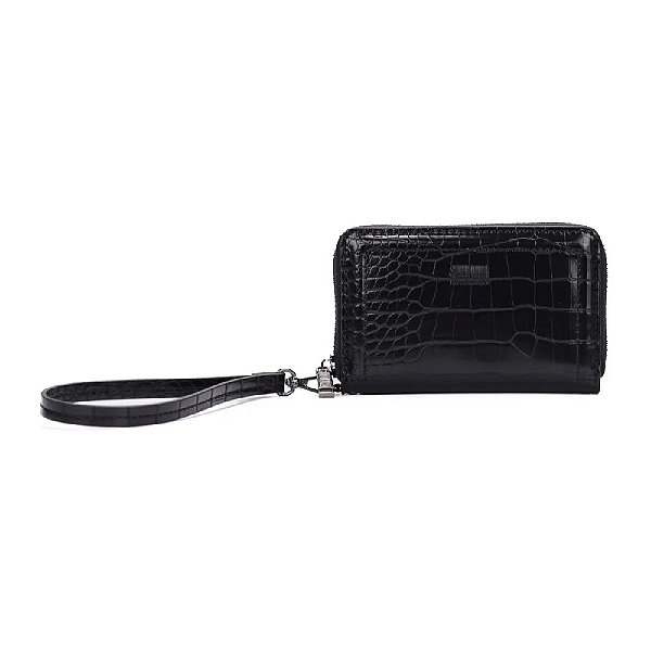 CARTEIRA SANTA LOLLA CROCO ALÇA DE MÃO PRETA
