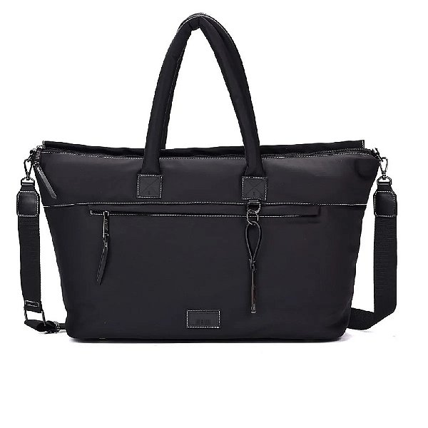 BOLSA MALA SANTA LOLLA NYLON ALÇA TIRACOLO PRETA GRANDE