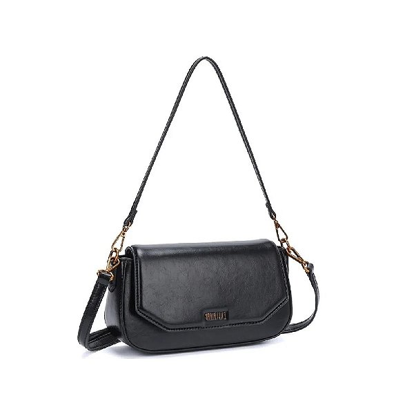 BOLSA BAGUETE SANTA LOLLA RUSTICA PRETA ALÇA DUPLA