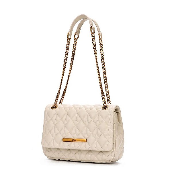 BOLSA SANTA LOLLA OFF WHITE MATELASSÊ ALÇA DE OMBRO CORRENTE