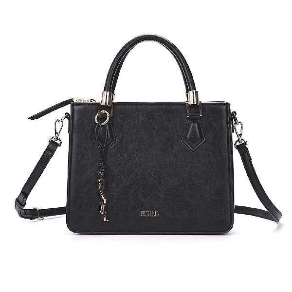 BOLSA SANTA LOLLA TOTE RUSTICA ALÇA DUPLA PRETA