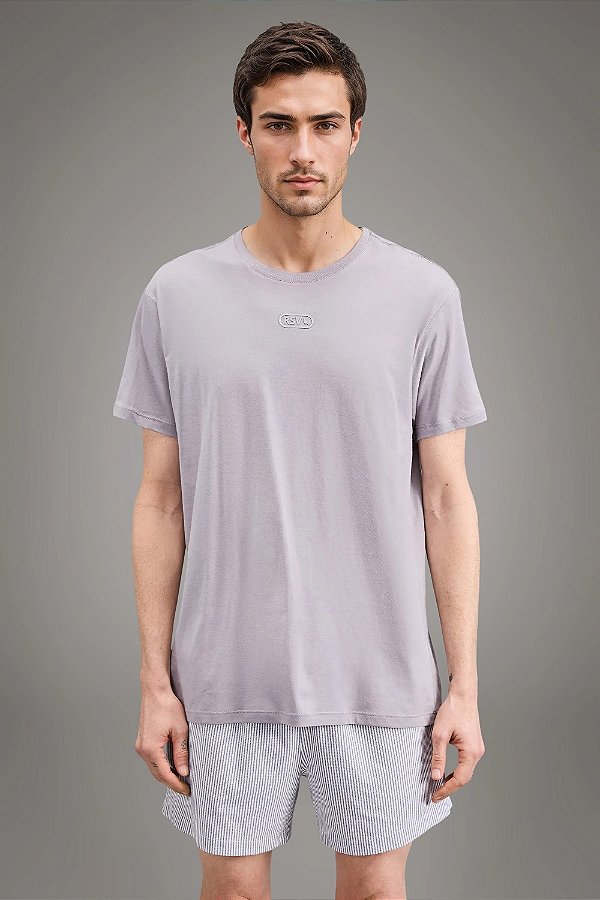 CAMISETA ESTAMPADA RESERVA BOTTON CINZA MESCLA