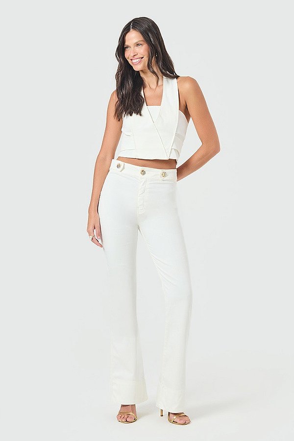 CALÇA FLARE SLYWEAR SARJA OFF WHITE