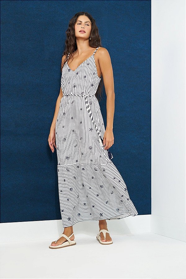 VESTIDO SLYWEAR AZUL OUTER SPACE VISCOSE LISTRADA