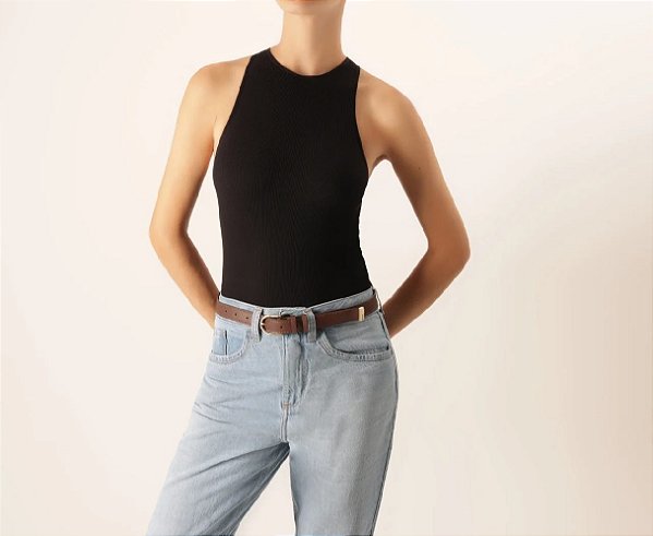 CINTO FINO ANACAPRI FIVELA METÁLICA VALENTINA MARROM