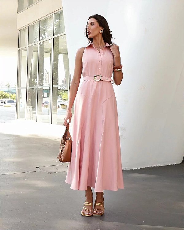 VESTIDO KARMANI ALFAIATARIA VISCOSE C/ CINTO FORRADO