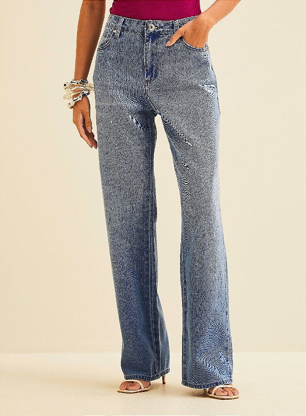CALCA JEANS FORUM RAQUEL WIDE LEG INDIGO