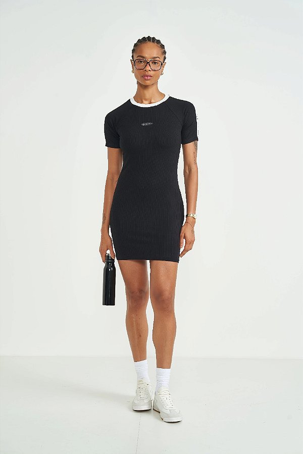 VESTIDO CANELADO COLCCI SPORT PRETO PACE