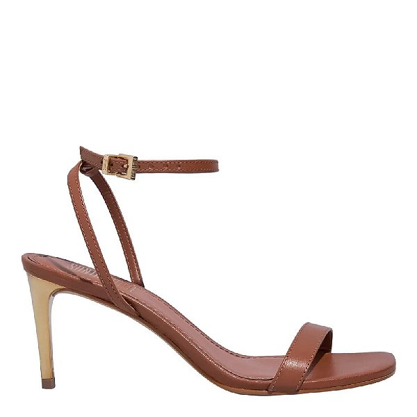 SANDÁLIA SANTA LOLLA COURO PELICA SOFT CARAMELO SALTO FINO