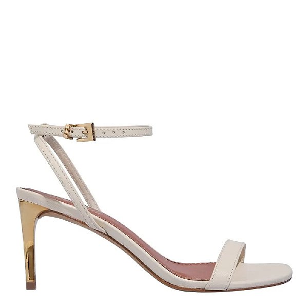 SANDÁLIA SANTA LOLLA COURO PELICA CREME SALTO FINO