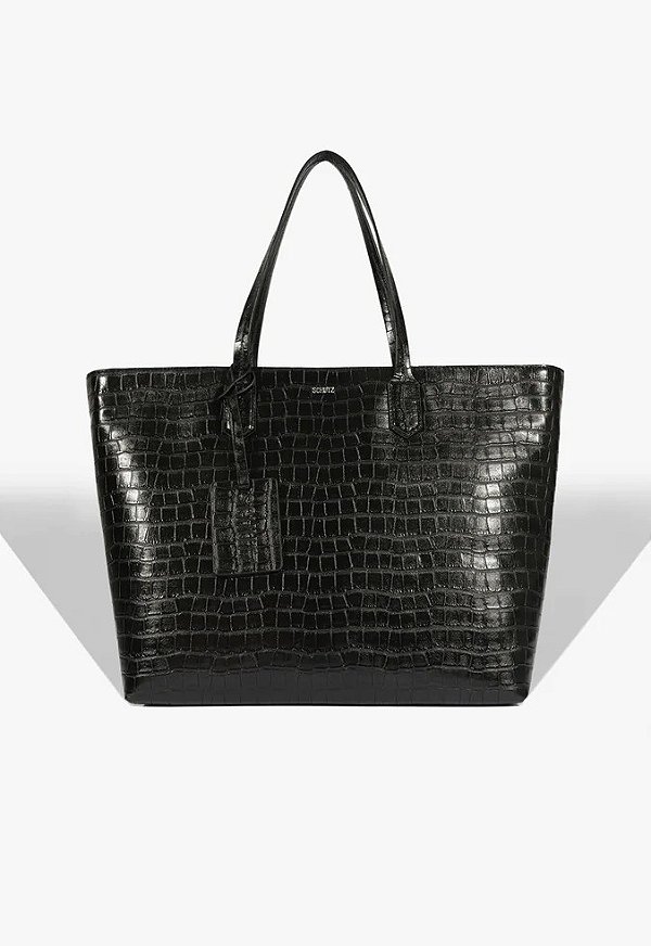 BOLSA SHOPPING GRANDE YUMI CROCO PRETA