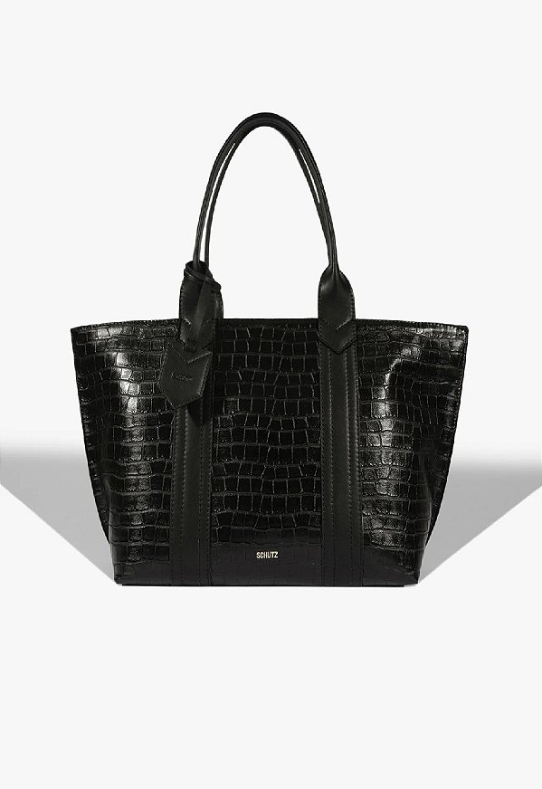 BOLSA SCHUTZ SHOPPING NAY CROCO PRETA