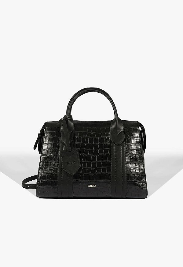 BOLSA SCHUTZ BOWLING NAY CROCO PRETA
