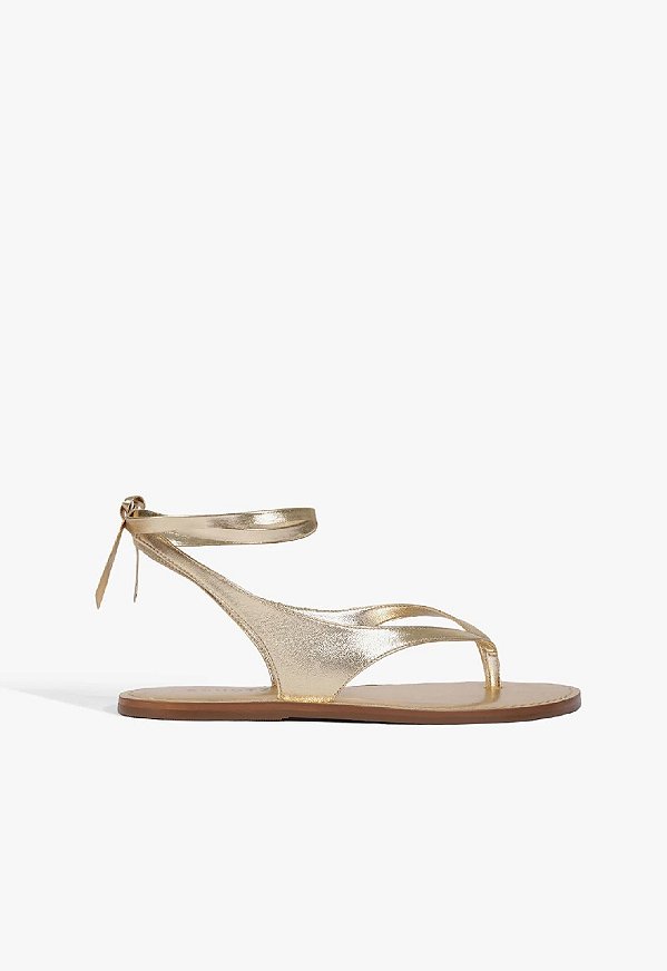 SANDÁLIA RASTEIRA SCHUTZ COURO AMARRAÇÃO DOURADA