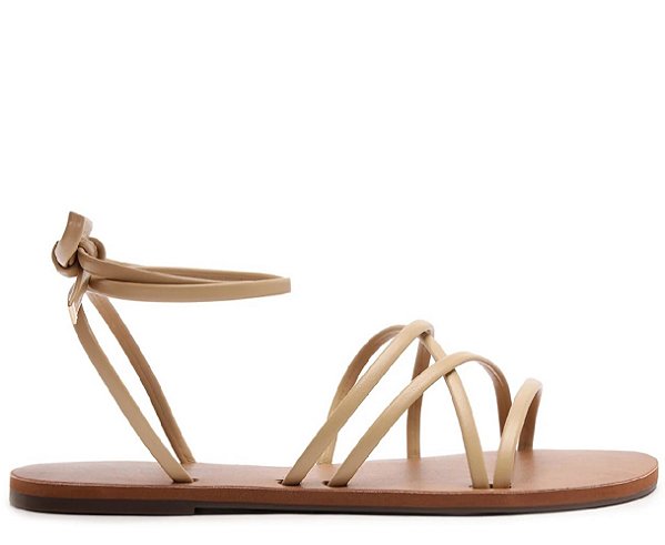 SANDÁLIA RASTEIRA ANACAPRI TIRAS FINAS AMARRAÇÃO BEGE