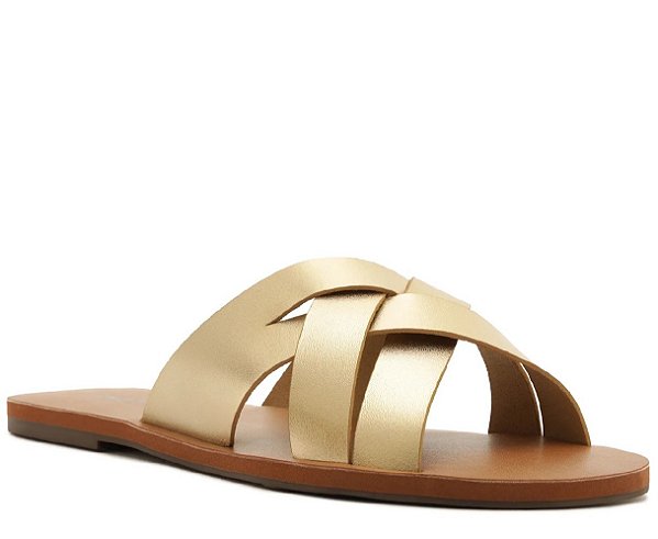 RASTEIRA ANACAPRI TIRAS ENTRELAÇADAS COURO DOURADA