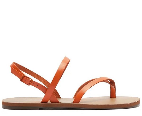 SANDÁLIA RASTEIRA ANACAPRI DE DEDO MULTI TIRAS COURO LARANJAS
