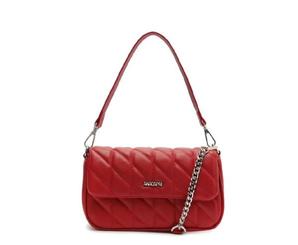 BOLSA ANACAPRI TIRACOLO MÉDIA MATELASSÊ TRIANGULAR VERMELHO