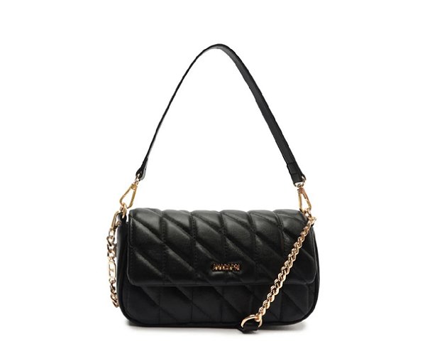BOLSA ANACAPRI TIRACOLO MÉDIA MATELASSÊ TRIANGULAR PRETA