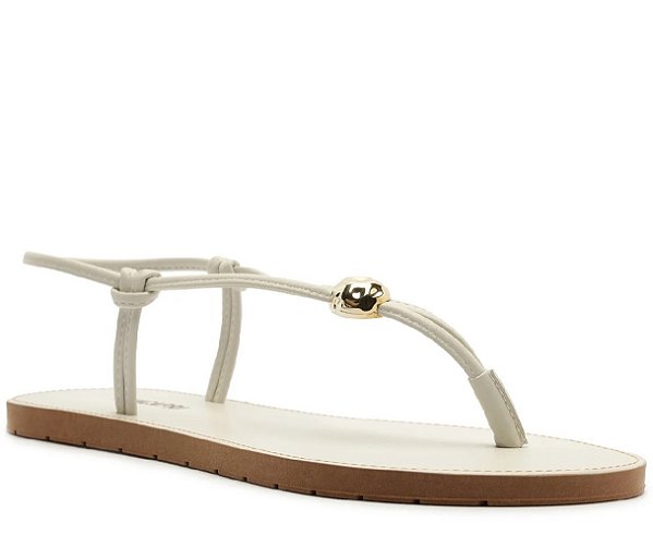 SANDÁLIA RASTEIRA ANACAPRI SLIM APLIQUE METÁLICO BRANCA