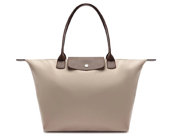 BOLSA SHOPPING ANACAPRI GRANDE NYLON BOTÃO BRANCA