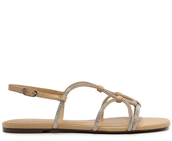 SANDÁLIA RASTEIRA ANACAPRI TIRAS GLAM BEGE