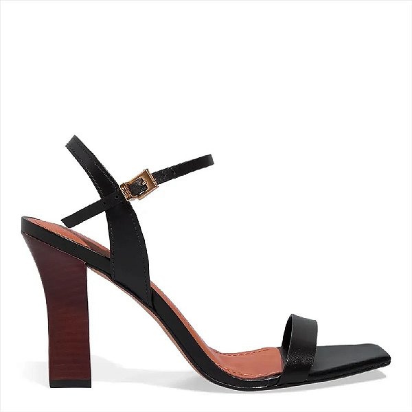 SANDÁLIA SANTA LOLLA COURO BICO QUADRADO PRETO