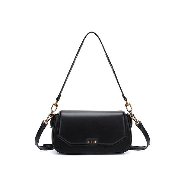 BOLSA BAGUETE SANTA LOLLA MÉDIA SOFT ALÇA OMBRO PRETA