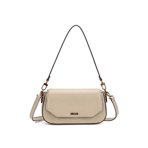 BOLSA BAGUETE SANTA LOLLA MÉDIA SOFT ALÇA OMBRO BEGE
