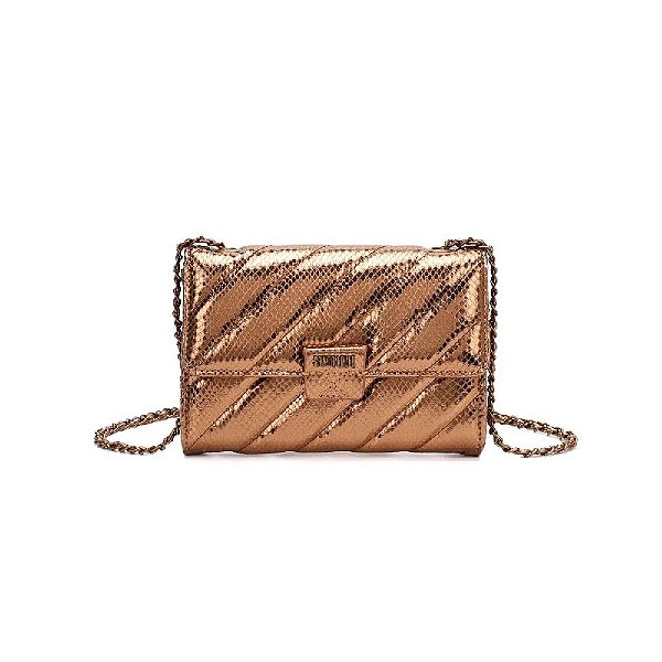 BOLSA TRANSVERSAL SANTA LOLLA METALIZADA MATELASSÊ BRONZE