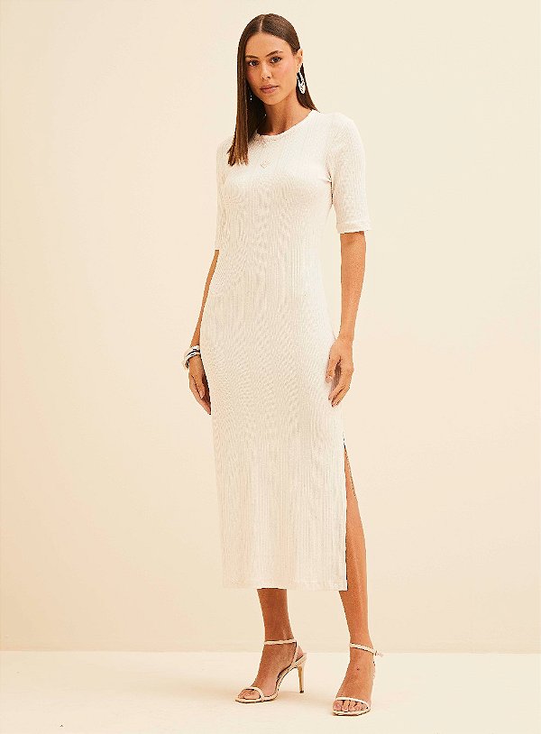 VESTIDO LINHO FORUM OFF BEGE