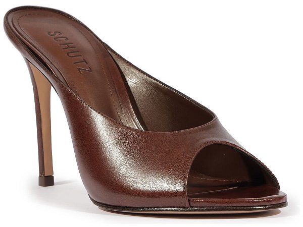 SANDÁLIA SCHUTZ SALTO ALTO COURO ROOT BROWN