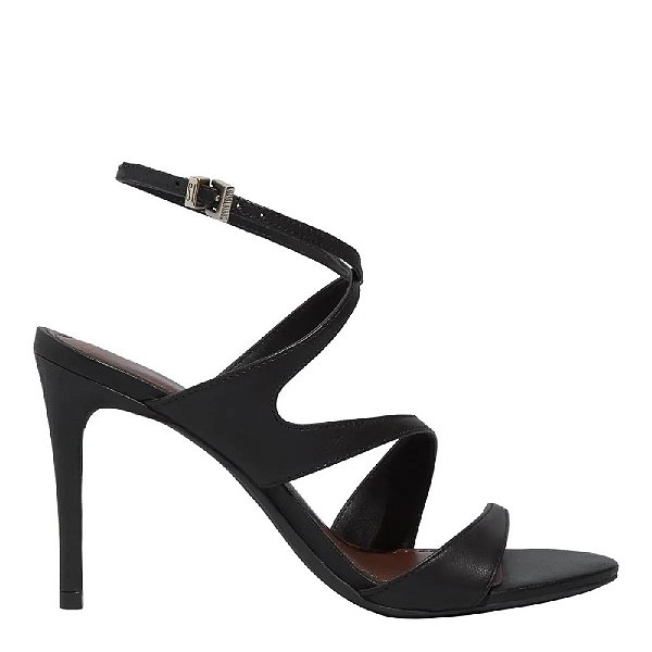 SANDÁLIA COURO PELICA  SANTA LOLLA SOFT SALTO ALTO FINO PRETA