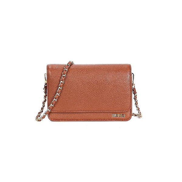 BOLSA FLAP BAG FLOATER SANTA LOLLA ALÇA CORRENTE CARAMELO