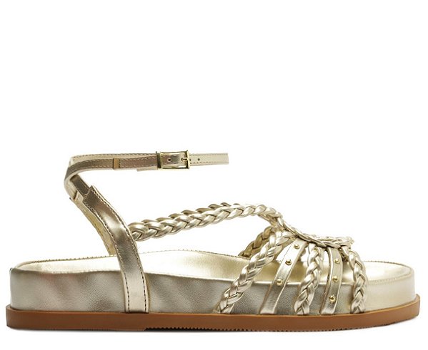 PAPETE ANACAPRI TIRAS TRANÇADAS TACHAS DOURADA